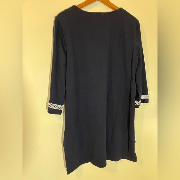 Talbots mini dress, 3/4 sleeve, design at sleeves and neckline, size small - Picture 2 of 6